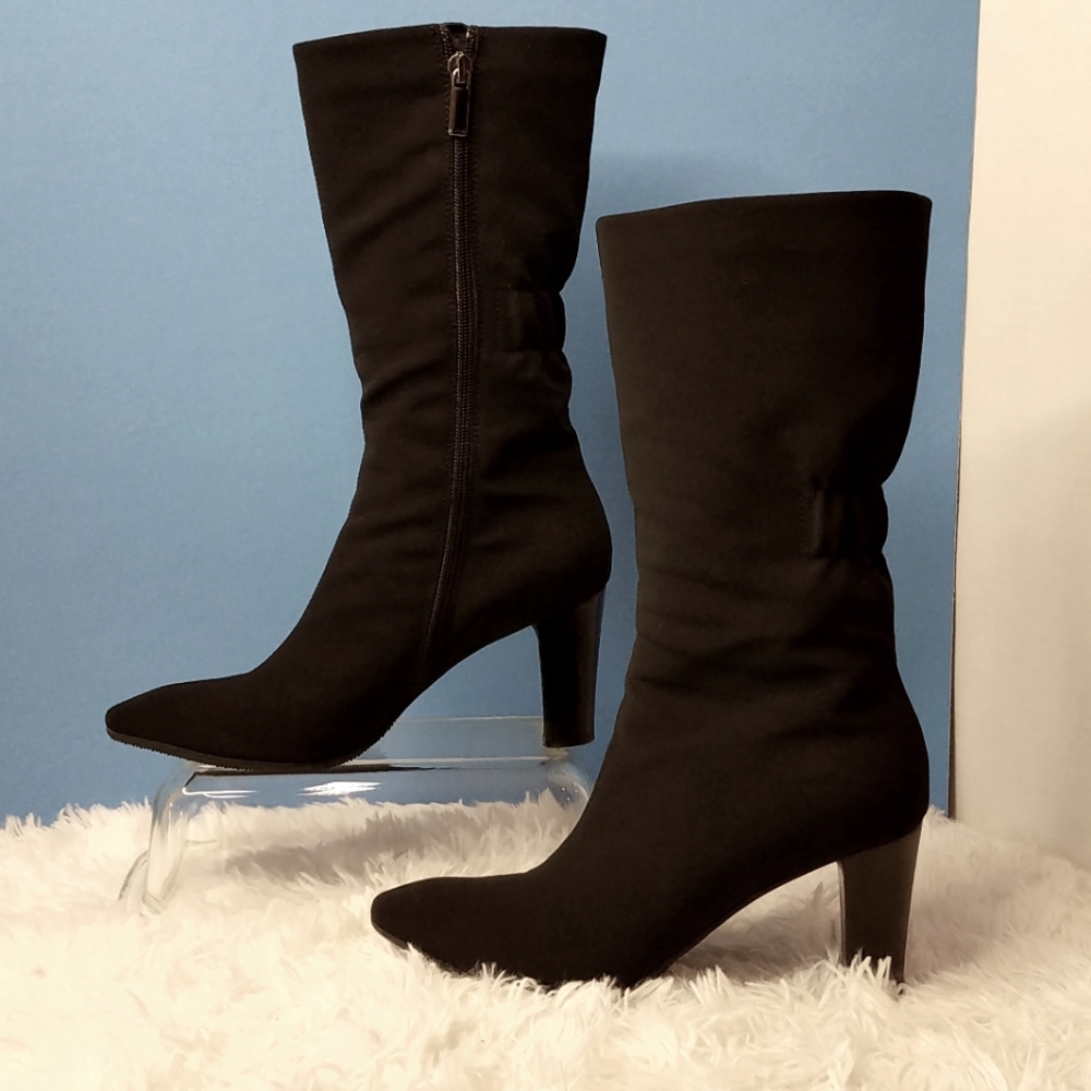 Aquatalia Black Mid-Calf - Heeled Waterproof Boots Size 8